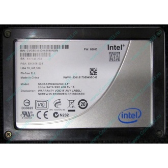 Нерабочий SSD 40Gb Intel SSDSA2M040G2GC 2.5" FW:02HD SA: E87243-203 (Кисловодск)
